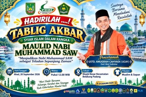 Tablig Akbar Belakang Padang, Maulid Nabi 2026, Ustaz Ucay, Ustaz Anugrah Cahyadi, kegiatan Maulid Nabi Batam, Belakang Padang Batam,